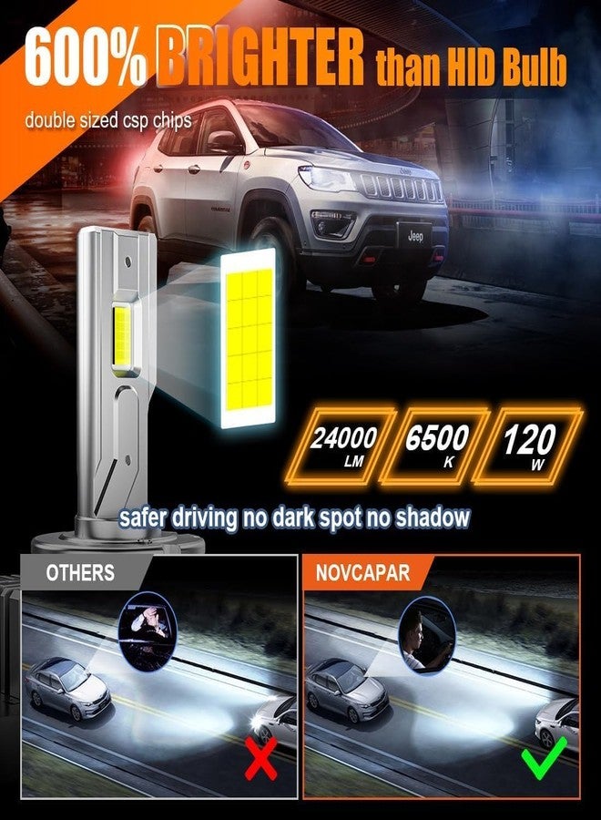 NOVCAPAR D3S D3R LED Bulb,24000LM +600% Brightness,6500K Cool White,Plug and Play,D3S LED Bulbs Canbus Error Free,Fog Light Bulbs,Pack of 2 - Image 4